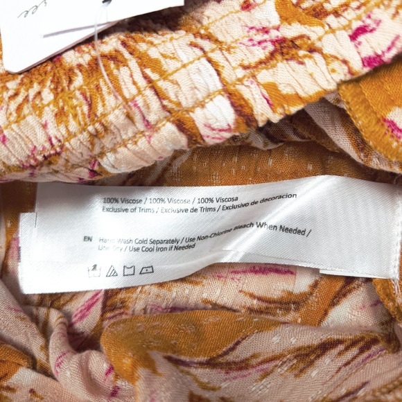 Band of the Free Arizona Floral Wide-Leg Palazzo Pants XS Gold Pink NWT - Picture 9 of 12